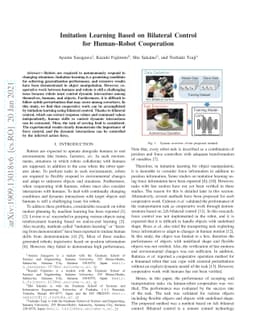Imitation Learning Based on Bilateral Control for Human-Robot
  Cooperation