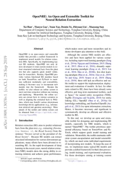 OpenNRE: An Open and Extensible Toolkit for Neural Relation Extraction