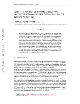 Additive Powers-of-Two Quantization: An Efficient Non-uniform
  Discretization for Neural Networks