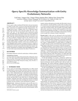 Query-Specific Knowledge Summarization with Entity Evolutionary Networks