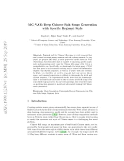 MG-VAE: Deep Chinese Folk Songs Generation with Specific Regional Style