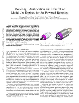 Modeling, Identification and Control of Model Jet Engines for Jet
  Powered Robotics