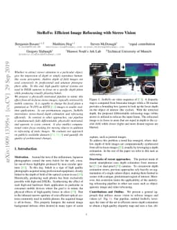 SteReFo: Efficient Image Refocusing with Stereo Vision