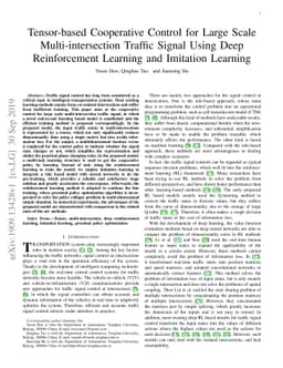 Tensor-based Cooperative Control for Large Scale Multi-intersection
  Traffic Signal Using Deep Reinforcement Learning and Imitation Learning