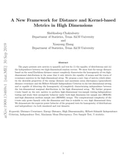 A New Framework for Distance and Kernel-based Metrics in High Dimensions