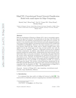 EdgeCNN: Convolutional Neural Network Classification Model with small
  inputs for Edge Computing