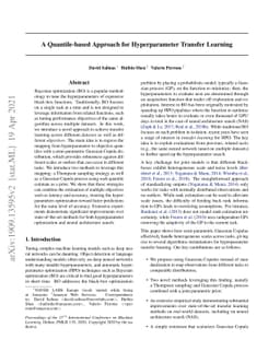 A Quantile-based Approach for Hyperparameter Transfer Learning