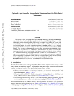 Optimal Algorithms for Submodular Maximization with Distributed
  Constraints