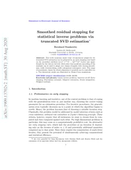Smoothed residual stopping for statistical inverse problems via
  truncated SVD estimation