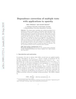Dependence correction of multiple tests with applications to sparsity