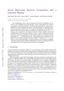 Secure Multi-party Quantum Computation with a Dishonest Majority