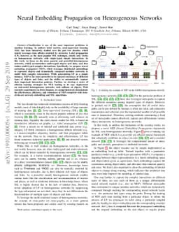 Neural Embedding Propagation on Heterogeneous Networks