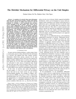 The Dirichlet Mechanism for Differential Privacy on the Unit Simplex
