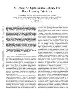 MIOpen: An Open Source Library For Deep Learning Primitives