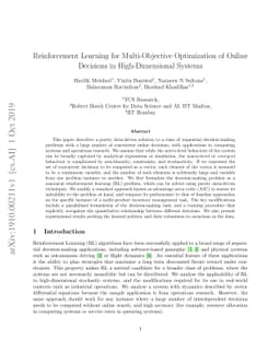 Reinforcement Learning for Multi-Objective Optimization of Online
  Decisions in High-Dimensional Systems