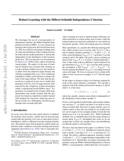 Robust Learning with the Hilbert-Schmidt Independence Criterion