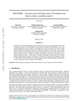 LICSTER -- A Low-cost ICS Security Testbed for Education and Research