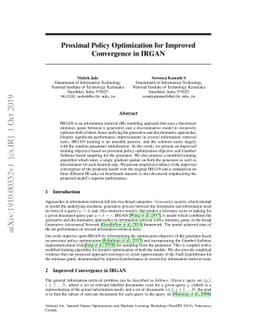 Proximal Policy Optimization for Improved Convergence in IRGAN