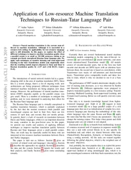 Application of Low-resource Machine Translation Techniques to
  Russian-Tatar Language Pair