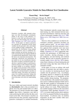 Latent-Variable Generative Models for Data-Efficient Text Classification