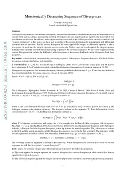 Monotonically Decreasing Sequence of Divergences