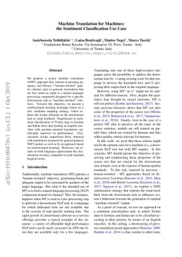 Machine Translation for Machines: the Sentiment Classification Use Case