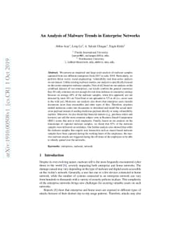 An Analysis of Malware Trends in Enterprise Networks