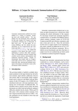 BillSum: A Corpus for Automatic Summarization of US Legislation