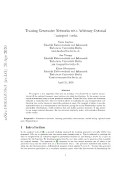 Training Generative Networks with general Optimal Transport distances
