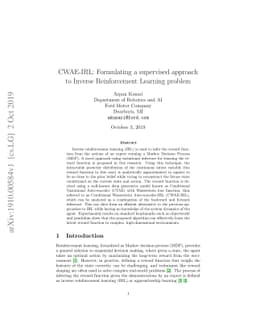 CWAE-IRL: Formulating a supervised approach to Inverse Reinforcement
  Learning problem