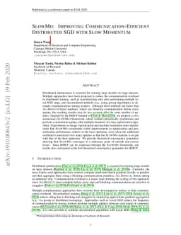 SlowMo: Improving Communication-Efficient Distributed SGD with Slow
  Momentum