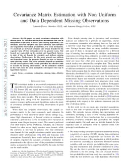 Covariance Matrix Estimation with Non Uniform and Data Dependent Missing
  Observations