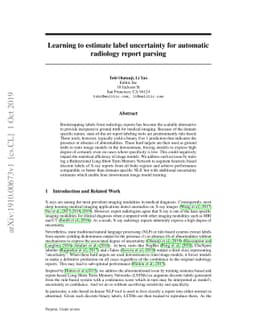 Learning to estimate label uncertainty for automatic radiology report
  parsing