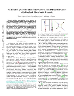 An Iterative Quadratic Method for General-Sum Differential Games with
  Feedback Linearizable Dynamics