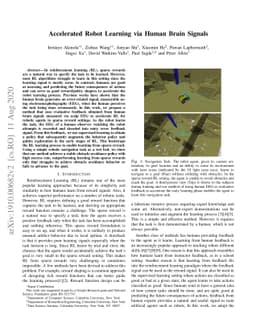 Accelerated Robot Learning via Human Brain Signals