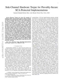 Side-Channel Hardware Trojan for Provably-Secure SCA-Protected
  Implementations