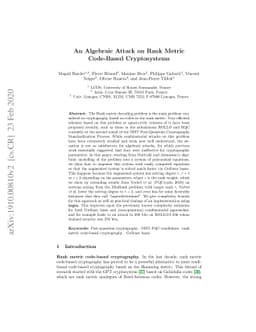 An Algebraic Attack on Rank Metric Code-Based Cryptosystems
