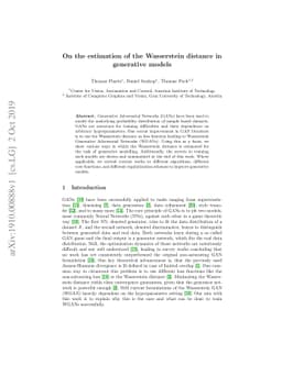 On the estimation of the Wasserstein distance in generative models