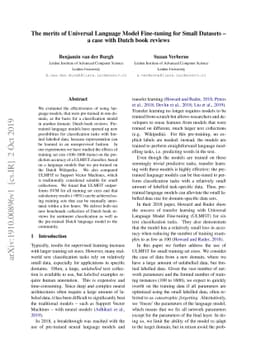 The merits of Universal Language Model Fine-tuning for Small Datasets --
  a case with Dutch book reviews