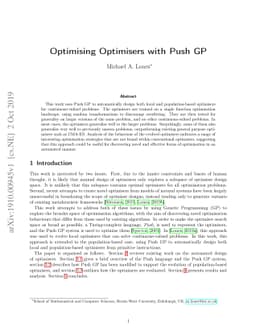 Optimising Optimisers with Push GP