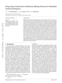 Design Space Exploration of Hardware Spiking Neurons for Embedded
  Artificial Intelligence