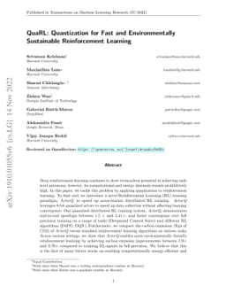 QuaRL: Quantization for Fast and Environmentally Sustainable
  Reinforcement Learning