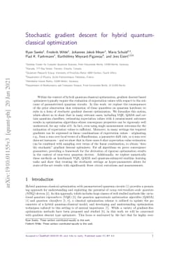 Stochastic gradient descent for hybrid quantum-classical optimization