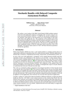 Stochastic Bandits with Delayed Composite Anonymous Feedback