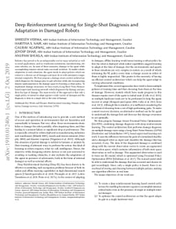 Deep Reinforcement Learning for Single-Shot Diagnosis and Adaptation in
  Damaged Robots