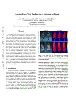Learning Dense Wide Baseline Stereo Matching for People
