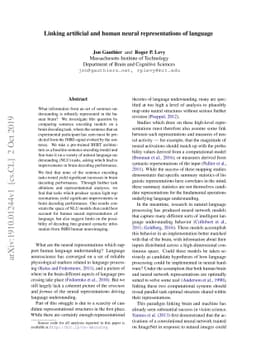 Linking artificial and human neural representations of language