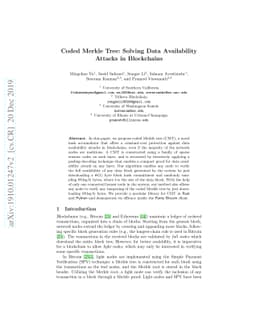 Coded Merkle Tree: Solving Data Availability Attacks in Blockchains