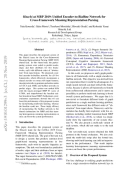 Hitachi at MRP 2019: Unified Encoder-to-Biaffine Network for
  Cross-Framework Meaning Representation Parsing