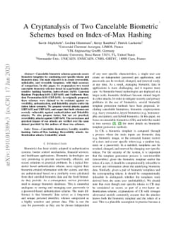 A Cryptanalysis of Two Cancelable Biometric Schemes based on
  Index-of-Max Hashing